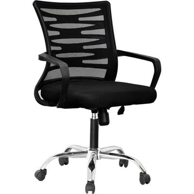 Desk Chair Office Chair for Home Height Adjustable Mid Back Mesh Computer Chair Mesh Swivel Computer Office Ergonomic Executive Chair (Swivil, Black ) 110