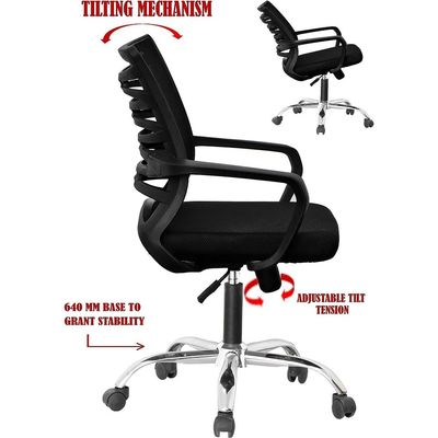 Desk Chair Office Chair for Home Height Adjustable Mid Back Mesh Computer Chair Mesh Swivel Computer Office Ergonomic Executive Chair (Swivil, Black ) 110