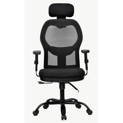 Executive HIGH BACK CHAIR WITH HEAD REST, WITH PILLOW FOR BACK SUPPORT, HIGH RESILIENCE FOAM, TWO YEARS WARRANTY . 