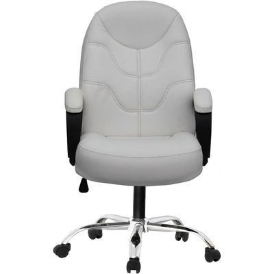 Manager Chair, Desk Chair, Leather Chair, Office Chair, Height Adjustable, Swivel, Executive Chair (High Back, Cream White