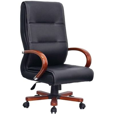 Manager Chair, Desk Chair, Leather Chair, Office Chair, Height Adjustable High Back, Swivel,Executive Chair (High Back, Black)