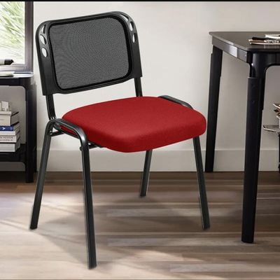 Splendor Visitor Chair Office Conference Desk for Guest Waiting Room Lobby Banquet Events Stacking chair (Red - Black)