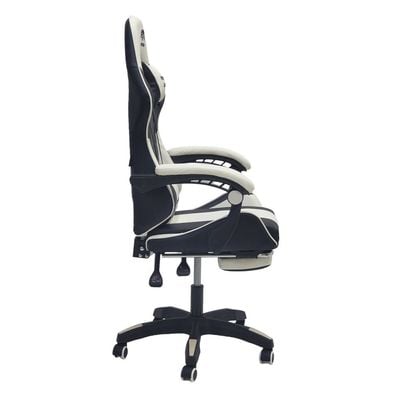  Emperor Camp Gaming Chair, Reclining High Back PU Leather Office Desk Chair, Adjustable Headrest Footrest and Lumbar Support, Swivel Video Game Chair, Ergonomic Computer Gaming Chair (Black White)