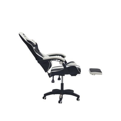  Emperor Camp Gaming Chair, Reclining High Back PU Leather Office Desk Chair, Adjustable Headrest Footrest and Lumbar Support, Swivel Video Game Chair, Ergonomic Computer Gaming Chair (Black White)