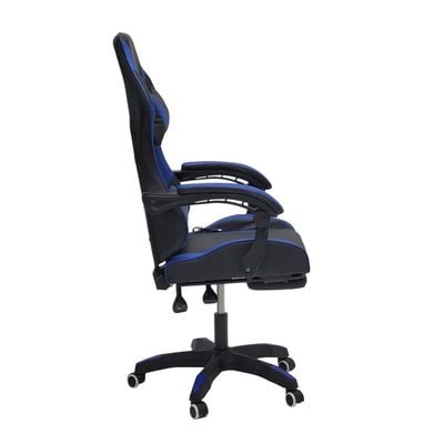  Gaming Chair with Footrest, High Back Leather Office Desk Chair with USB Massager, Adjustable Height, Headrest and Lumbar, Swivel Video Game Chair, Ergonomic Computer Gaming Chair (Blue Black)