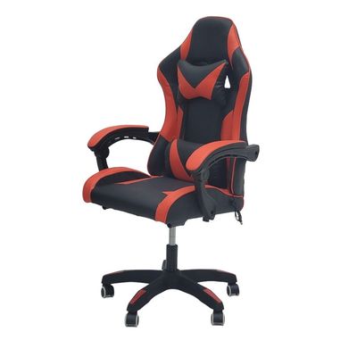  Gaming Chair with USB Lumbar Massager, High Back Leather Office Desk Chair with Adjustable Height, Headrest and Lumbar Support, Swivel Video Game Chair, Ergonomic Computer Gaming Chair (Red Black)