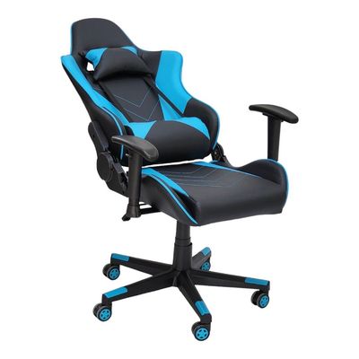  Gaming Chair with 3D Adjustable Armrest, High Back PU Leather Office Desk Chair, Adjustable Height, Headrest and backrest, Swivel Video Game Chair, Ergonomic Computer Gaming Chair (Blue Black)