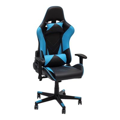  Gaming Chair with 3D Adjustable Armrest, High Back PU Leather Office Desk Chair, Adjustable Height, Headrest and backrest, Swivel Video Game Chair, Ergonomic Computer Gaming Chair (Blue Black)