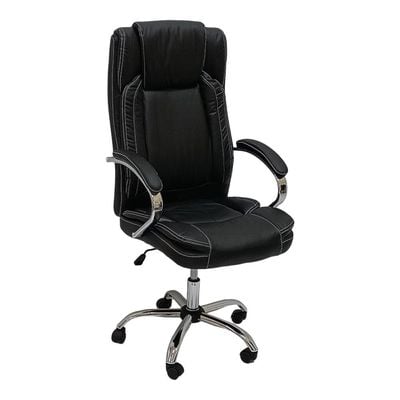  Executive High Back Office Chair, Ergonomic Computer Desk Chair for Home and Office, Comfort Recliner PU Leather Chair, Height Adjustable and Tilt Back (Black)