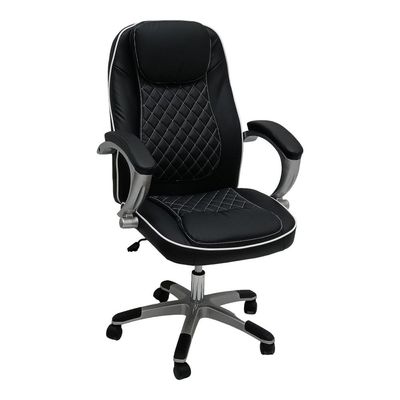  Executive High Back Office Chair, Ergonomic Computer Desk Chair for Home and Office, Comfort Recliner PU Leather Chair, Height Adjustable and Tilt Back (Black)