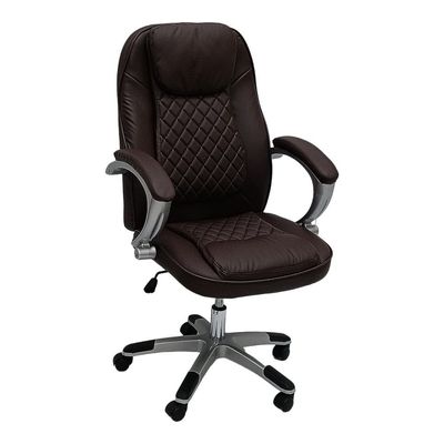  Executive High Back Office Chair, Ergonomic Computer Desk Chair for Home and Office, Comfort Recliner PU Leather Chair, Height Adjustable and Tilt Back (Brown)