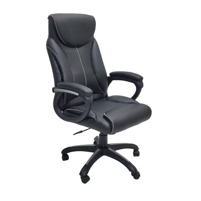  Executive Office Chair, Ergonomic Computer Desk Chair for Home and Office, High Back PU Leather Office Chair with Height Adjustable and Tilt Back, Padded Headrest and Arms, Black