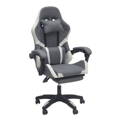 Buy Fabric Gaming Chair Reclining High Back Fabric Office Chair with Headrest Footrest and Lumbar Support Adjustable Swivel Video Game Chair Ergonomic Racing Computer Gaming Chair Grey White Online Da...