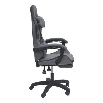  Fabric Gaming Chair, Reclining High Back Fabric Office Chair with Headrest Footrest and Lumbar Support, Adjustable Swivel Video Game Chair, Ergonomic Racing Computer Gaming Chair, Grey Black