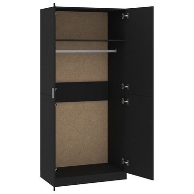 Wardrobe Black 90x52x200 cm Engineered Wood