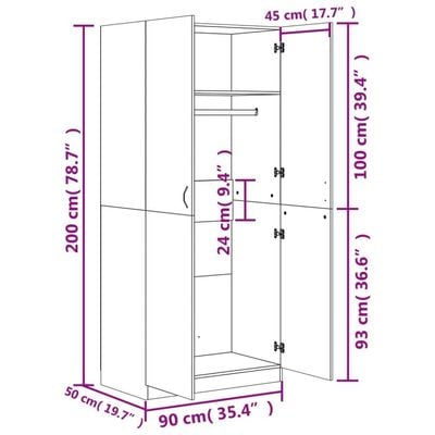 Wardrobe Sonoma Oak 90x52x200 cm Engineered Wood