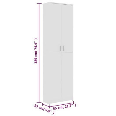 Hallway Wardrobe White 55x25x189 cm Engineered Wood