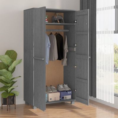 Wardrobe HAMAR Dark Grey 89x50x180 cm Solid Wood Pine