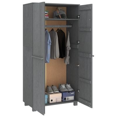 Wardrobe HAMAR Dark Grey 89x50x180 cm Solid Wood Pine