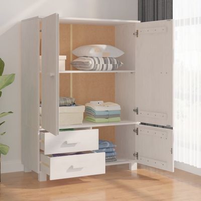 Wardrobe HAMAR White 99x45x137 cm Solid Wood Pine