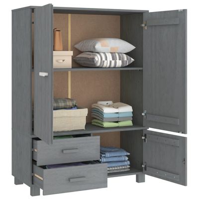 Wardrobe HAMAR Dark Grey 99x45x137 cm Solid Wood Pine