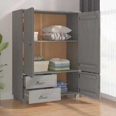 Wardrobe HAMAR Light Grey 99x45x137 cm Solid Wood Pine