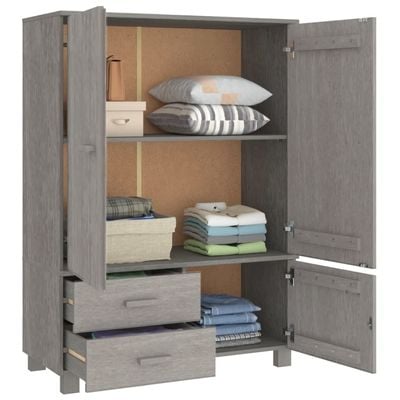 Wardrobe HAMAR Light Grey 99x45x137 cm Solid Wood Pine