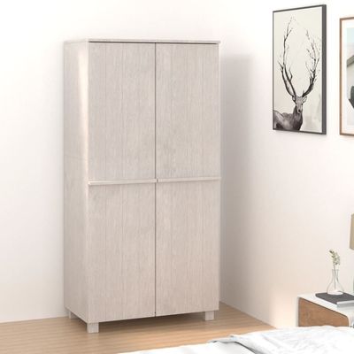 Wardrobe HAMAR White 89x50x180 cm Solid Wood Pine