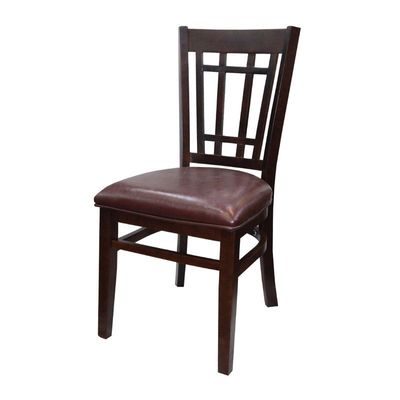 Vertical Back Solid Beech Wood Dining Chair JP1164A-Dark Brown 