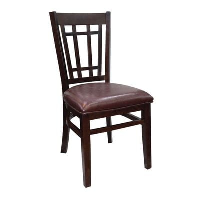 Vertical Back Solid Beech Wood Dining Chair JP1164A-Dark Brown 