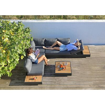 Largo Charcoal L-shaped 5-seater Sofa Set with Coffee & Side Table