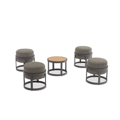 Totem Charcoal Set Of 5 Stools