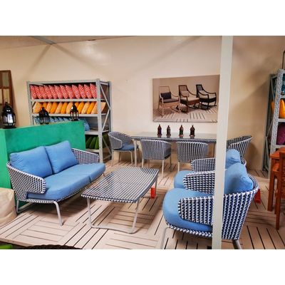 Roma Blue 4-Seater Lounge Set with Coffee Table