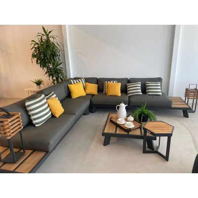 Venesia Grey 5-Seater L-Shaped Sofa Set with Coffee Table