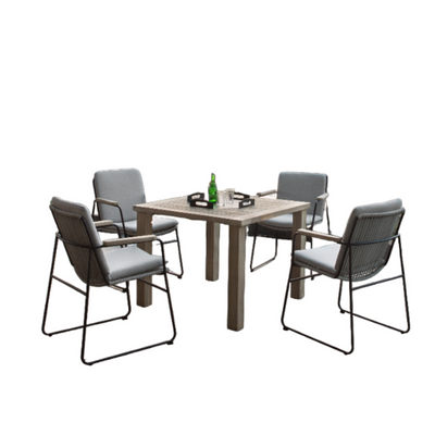 Rustic Grey 4-Seater Teak Dining Table and Chair Set