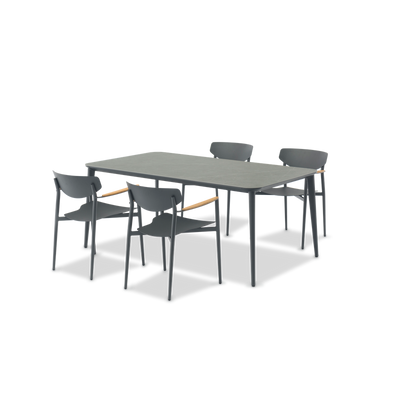 Timo Charcoal 8-Seater Ceramic Top Dining Table and Chair Set