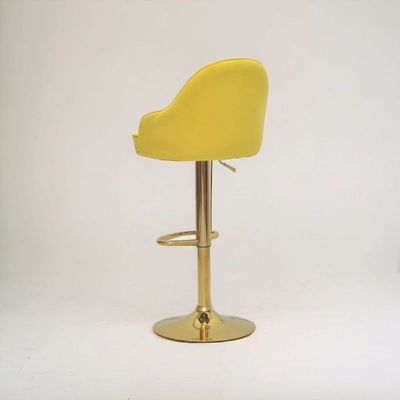 Yellow Velvet Bar Stools, Adjustable Counter Height Swivel Barstools with Low Back with footrest, and Swivel 360 with Gold Base for Kitchen, Island, Pub, Dining Room, Bar, Cafe, Set of 2 piece