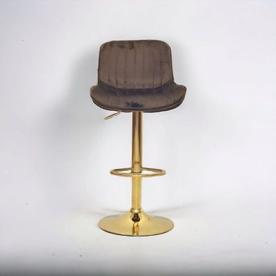 Brown Velvet Bar Stools, Adjustable Counter Height Swivel Barstools with Low Back with footrest, and Swivel 360 with Gold Base for Kitchen, Island, Pub, Dining Room, Bar, Cafe, One piece