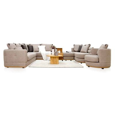 The RETREAT 6 Seater Sofa Luxurious Design with Premium Fabric Best For Living Room | For Hotel | Wooden Base 