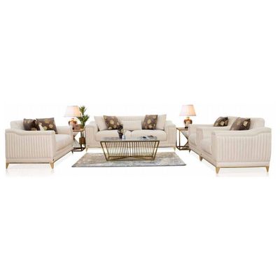 The GISELLE 7 Seater Sofa Set Luxurious Design with Premium Fabric Best For Living Room | For Hotel | Metal Base 