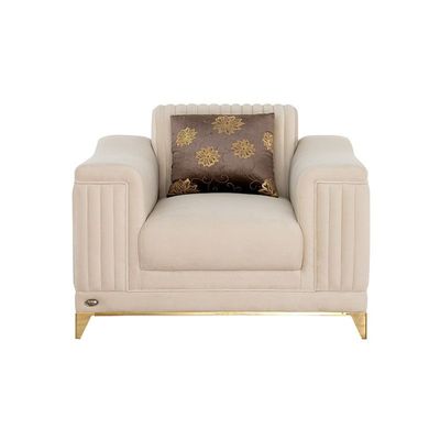 The GISELLE Single Seater Sofa Luxurious Design with Premium Fabric Best For Living Room | For Hotel | Metal Base 