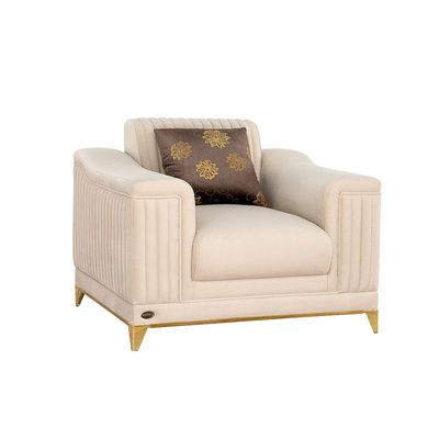 The GISELLE Single Seater Sofa Luxurious Design with Premium Fabric Best For Living Room | For Hotel | Metal Base 