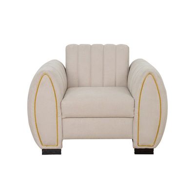 The LUCIA Single Seater Sofa Luxurious Design with Premium Fabric Best For Living Room | For Hotel | Wooden Base 