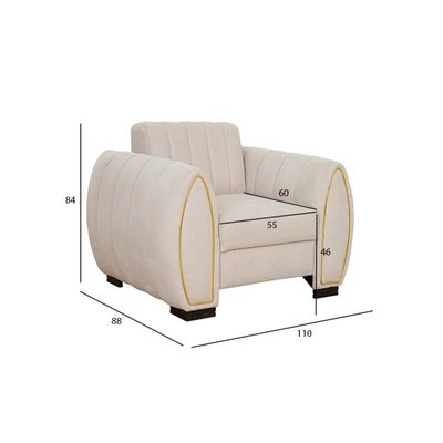 The LUCIA Single Seater Sofa Luxurious Design with Premium Fabric Best For Living Room | For Hotel | Wooden Base 