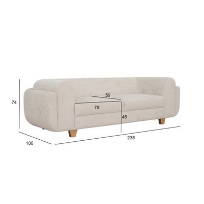 The REFINE 3 Seater Sofa  Luxurious Design with Premium Fabric Best For Living Room | For Hotel | Wooden Base 