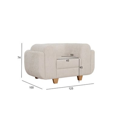The REFINE Single Seater Sofa  Luxurious Design with Premium Fabric Best For Living Room | For Hotel | Wooden Base 
