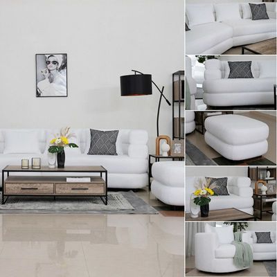 The VALENTINO 5 Seater Sofa Set Luxurious Design with Premium Fabric Best For Living Room | For Hotel | Wooden Base 