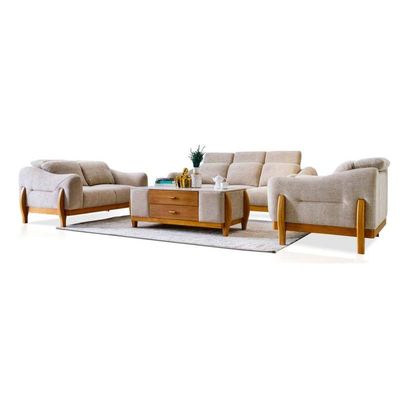 The NAYRA 6 Seater Sofa Set Luxurious Design with Premium Fabric Best For Living Room | For Hotel | Wooden Base 