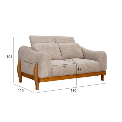 The NAYRA 2 Seater Sofa Luxurious Design with Premium Fabric Best For Living Room | For Hotel | Wooden Base 