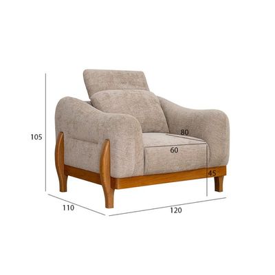 The NAYRA Single Seater Sofa Luxurious Design with Premium Fabric Best For Living Room | For Hotel | Wooden Base 